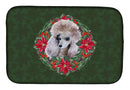 Poodle Poinsetta Wreath Dish Drying Mat Absorbent Dish Drying Mat Pad for Kitchen Counter Dish Drainer Mat for Countertop, 14 x 21", Multicolor