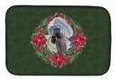 Shih Tzu Poinsetta Wreath Dish Drying Mat Absorbent Dish Drying Mat Pad for Kitchen Counter Dish Drainer Mat for Countertop, 14 x 21", Multicolor