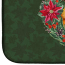Small Brabant Griffon Poinsetta Wreath Dish Drying Mat Absorbent Dish Drying Mat Pad for Kitchen Counter Dish Drainer Mat for Countertop, 14 x 21", Multicolor
