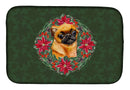 Small Brabant Griffon Poinsetta Wreath Dish Drying Mat Absorbent Dish Drying Mat Pad for Kitchen Counter Dish Drainer Mat for Countertop, 14 x 21", Multicolor