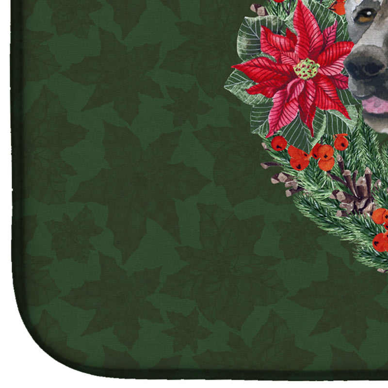 American Akita Poinsetta Wreath Dish Drying Mat – Absorbent, Artistic Kitchen Essentials CK1535DDM
