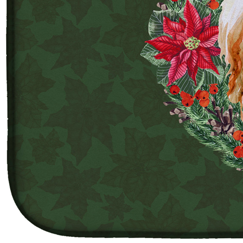 Afghan Hound Poinsetta Wreath Dish Drying Mat CK1568DDM