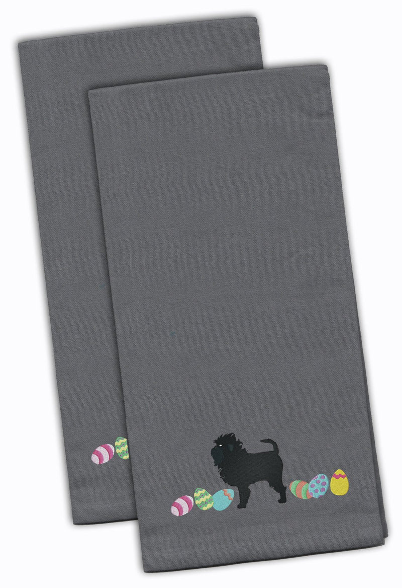 Affenpinscher Easter Gray Embroidered Kitchen Towel Set of 2 CK1591GYTWE