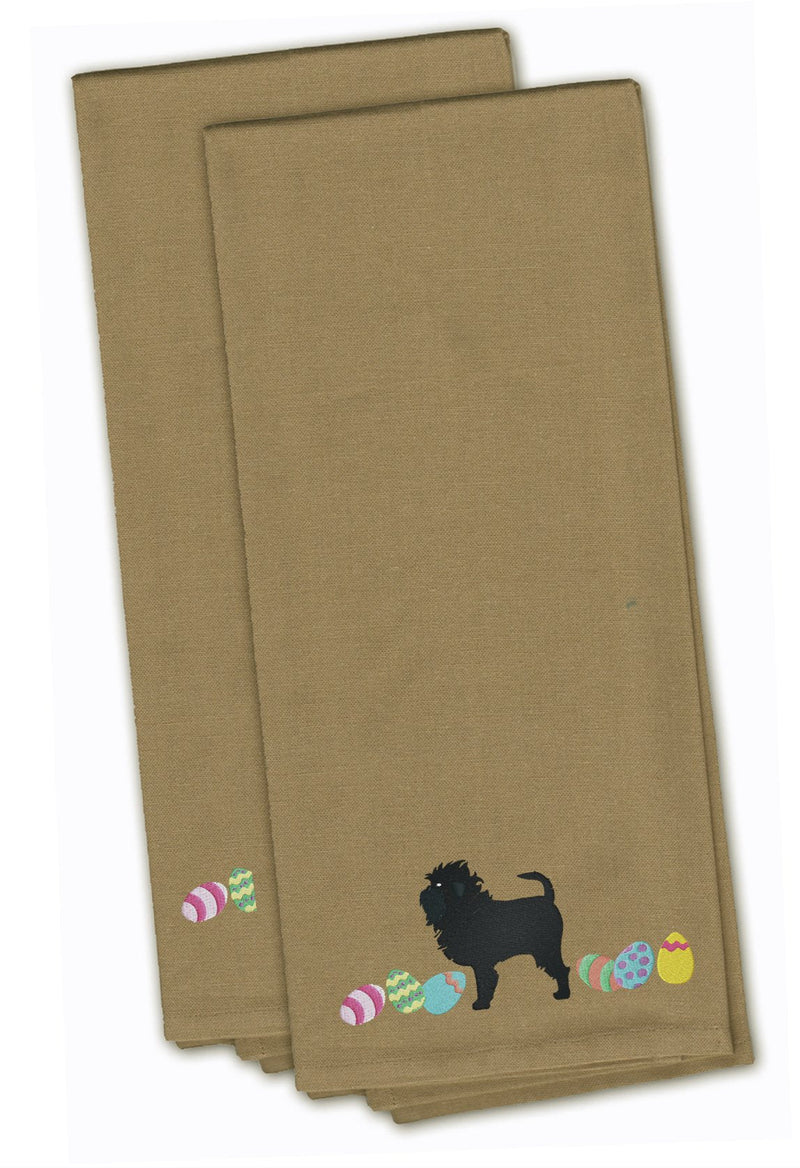 Affenpinscher Easter Tan Embroidered Kitchen Towel Set of 2 CK1591TNTWE