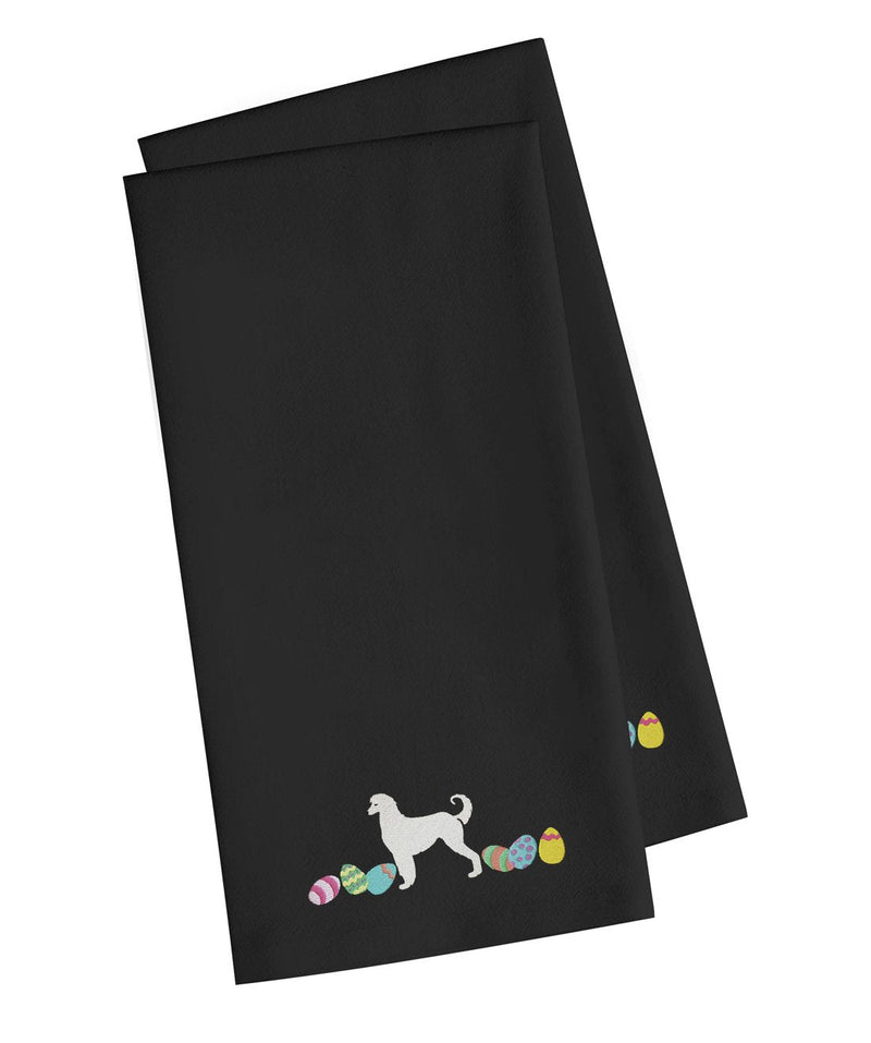 Afghan Hound Easter Black Embroidered Kitchen Towel Set of 2 CK1592BKTWE