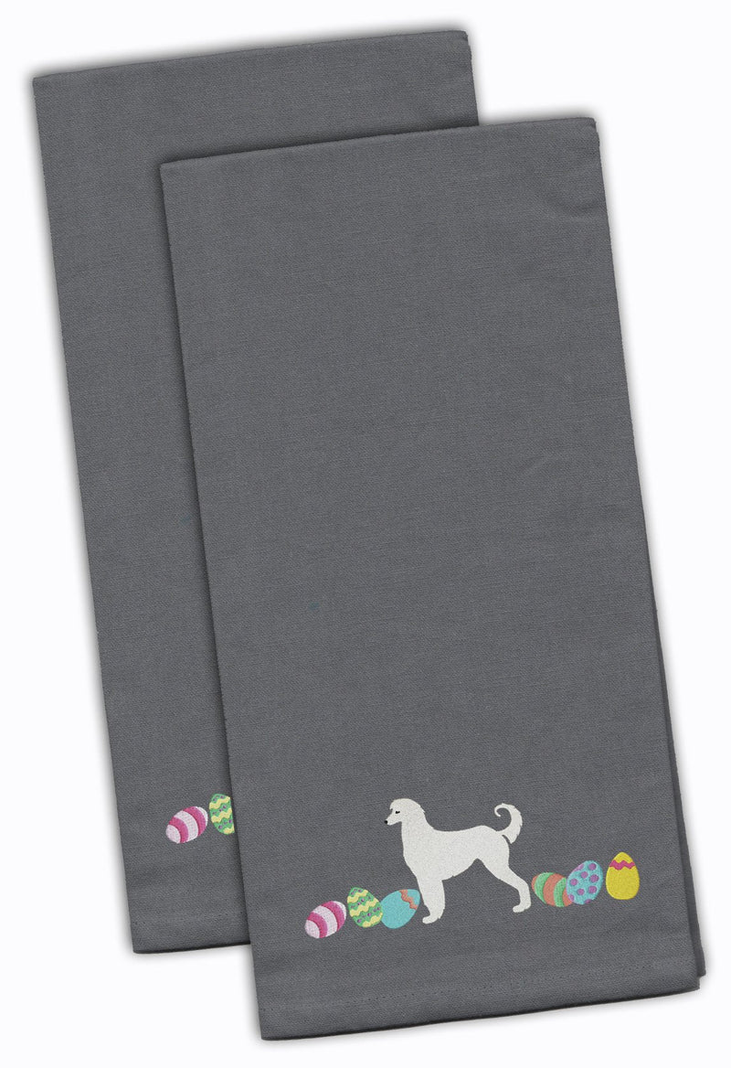 Afghan Hound Easter Gray Embroidered Kitchen Towel Set of 2 CK1592GYTWE