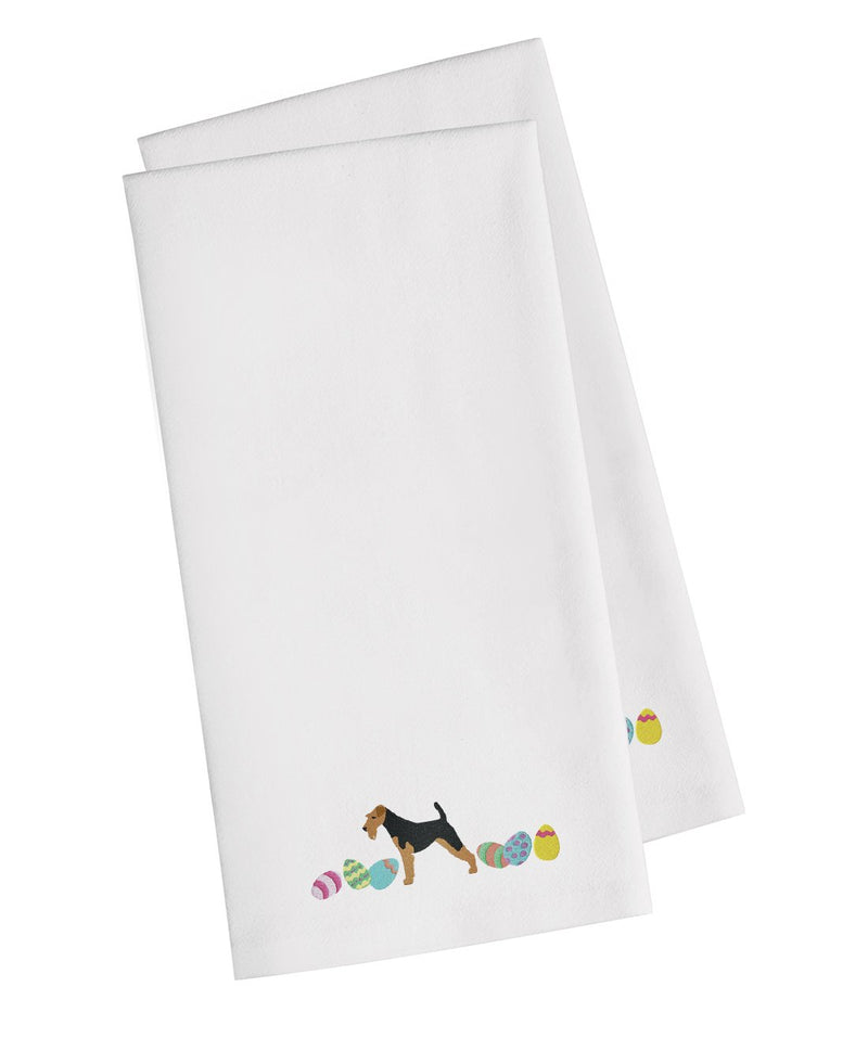 Airedale Terrier Easter White Embroidered Kitchen Towel Set of 2 CK1594WHTWE