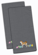 Akita Easter Embroidered Kitchen Towels - Gray Decorative Dish Towels - Set of 2 CK1595GYTWE