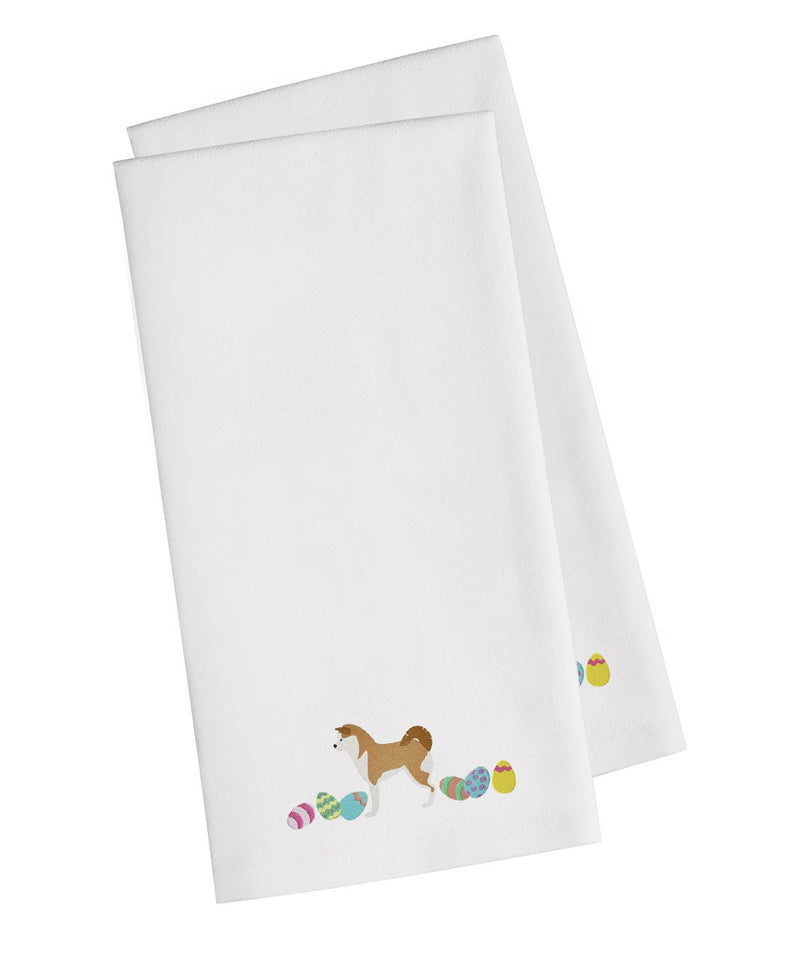 Akita Easter White Embroidered Kitchen Towel Set of 2 CK1595WHTWE