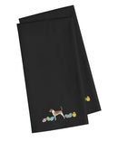 American Foxhound Easter Black Embroidered Kitchen Towel Set of 2 CK1596BKTWE