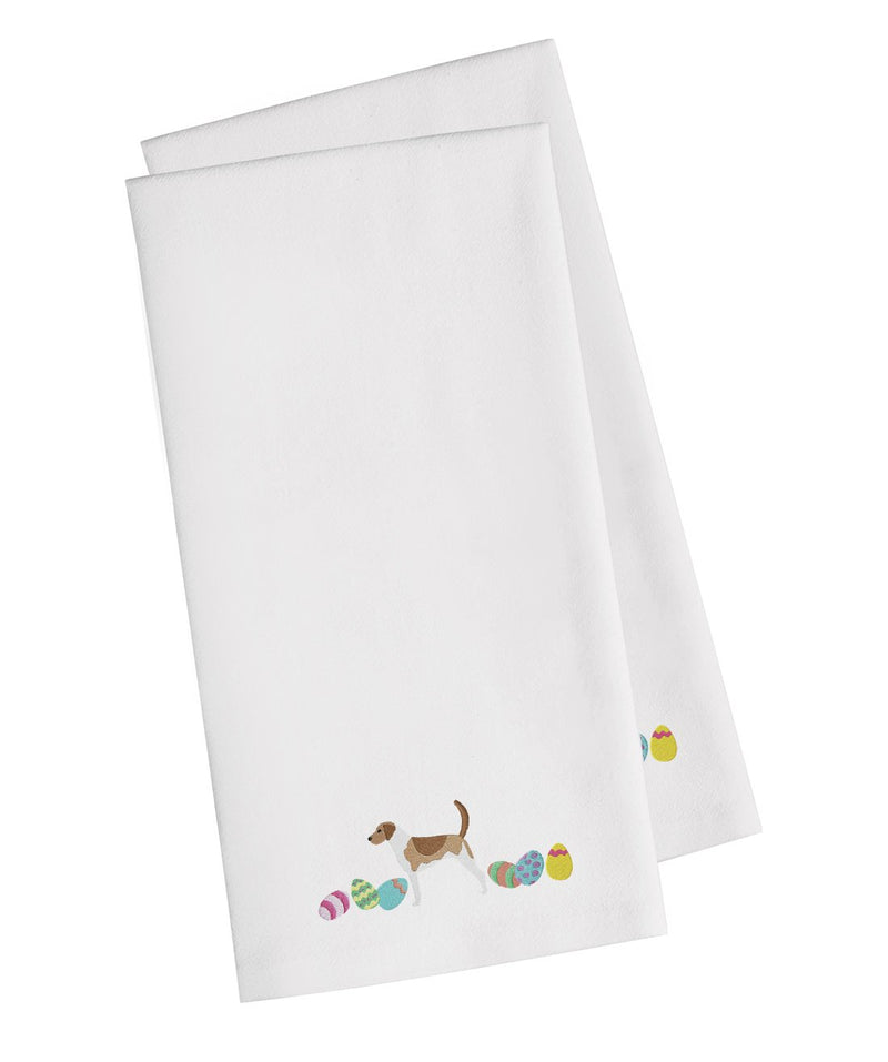 American Foxhound Easter Embroidered Kitchen Towels - Set of 2 - Decorative Dish Towels CK1596WHTWE