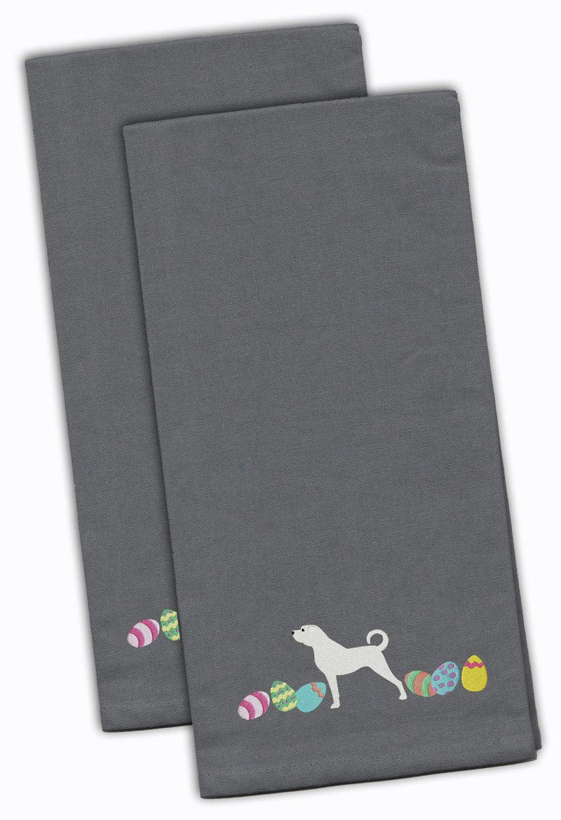 Anatolian Shepherd Easter Embroidered Kitchen Towels - Gray Decorative Dish Towels - Set of 2 CK1599GYTWE