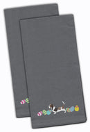 Basset Hound Easter Gray Embroidered Towel Set of 2