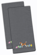 Beagle Easter Gray Embroidered Towel Set of 2