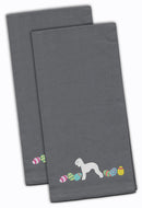 Bedlington Terrier Easter Gray Embroidered Towel Set of 2