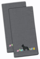 Briard Easter Gray Embroidered Towel Set of 2