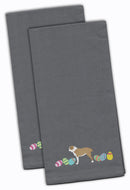 Central Asian Shepherd Easter Gray Embroidered Towel Set of 2