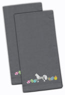 Chinese Crested Easter Gray Embroidered Towel Set of 2