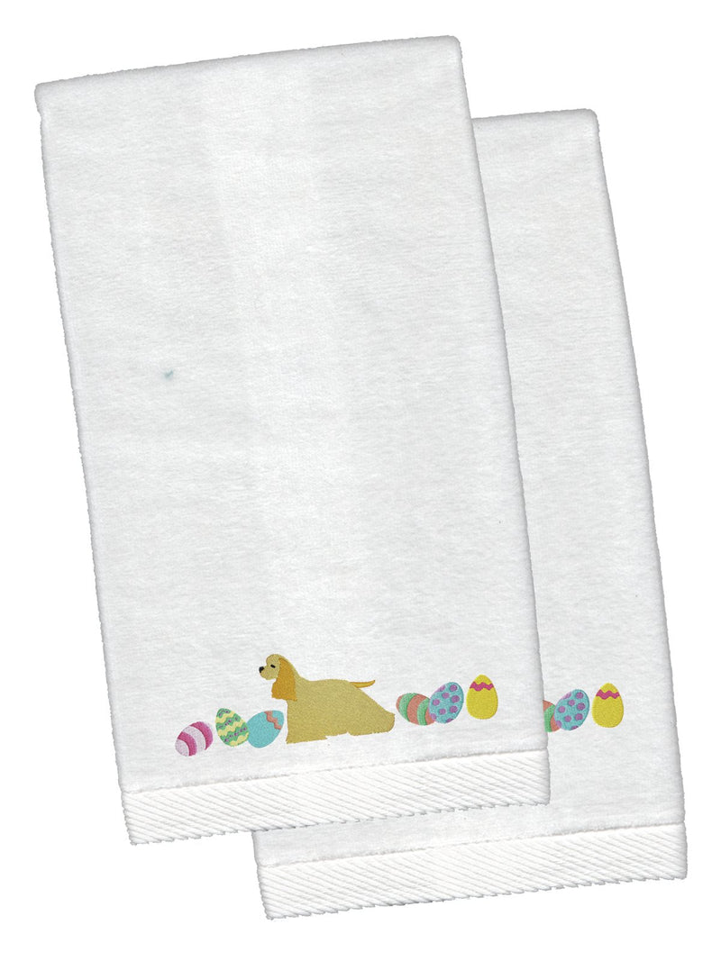 Cocker Spaniel Easter White Embroidered Plush Hand Towel Set of 2 CK1627KTEMB