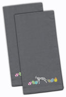 Dalmatian Easter Gray Embroidered Towel Set of 2