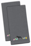 Doberman Pinscher Easter Gray Embroidered Towel Set of 2