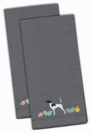 English Pointer Easter Gray Embroidered Towel Set of 2