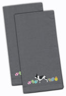 French Bulldog Easter Gray Embroidered Towel Set of 2
