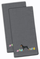 German Pinscher Easter Gray Embroidered Towel Set of 2