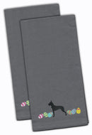 Great Dane Easter Gray Embroidered Towel Set of 2