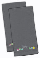 Irish Wolfhound Easter Gray Embroidered Towel Set of 2