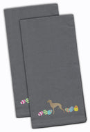 Italian Greyhound Easter Gray Embroidered Towel Set of 2
