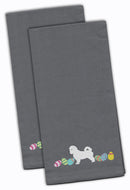 Maltese Easter Gray Embroidered Towel Set of 2