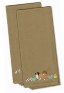 Pekingese Easter Tan Embroidered Towel Set of 2 Decorative Bathroom Guest Hand Towel for Hand, Face, Tea, Dishcloth, 19 X 25, Tan