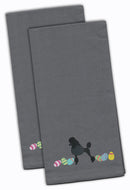 Poodle Easter Gray Embroidered Towel Set of 2