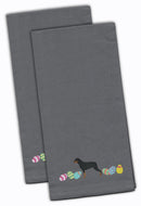 Rottweiler Easter Gray Embroidered Towel Set of 2