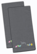 Scottish Deerhound Easter Gray Embroidered Towel Set of 2