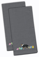 Sheltie Easter Gray Embroidered Towel Set of 2