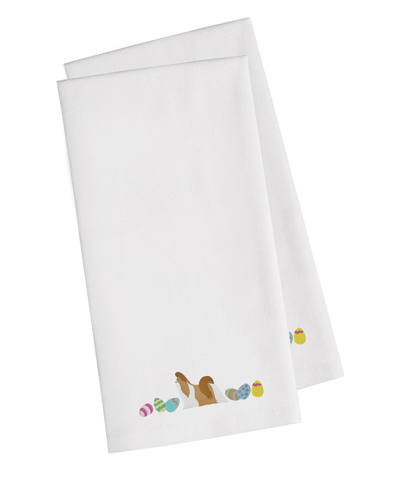 Shih Tzu Easter White Embroidered Kitchen Towel Set of 2 CK1686WHTWE