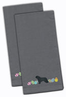 Spanish Water Dog Easter Gray Embroidered Towel Set of 2
