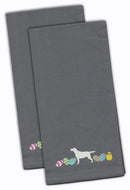 Yellow Labrador Retriever Easter Gray Embroidered Towel Set of 2