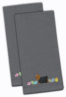 Yorkie Yorkshire Terrier Easter Gray Embroidered Towel Set of 2
