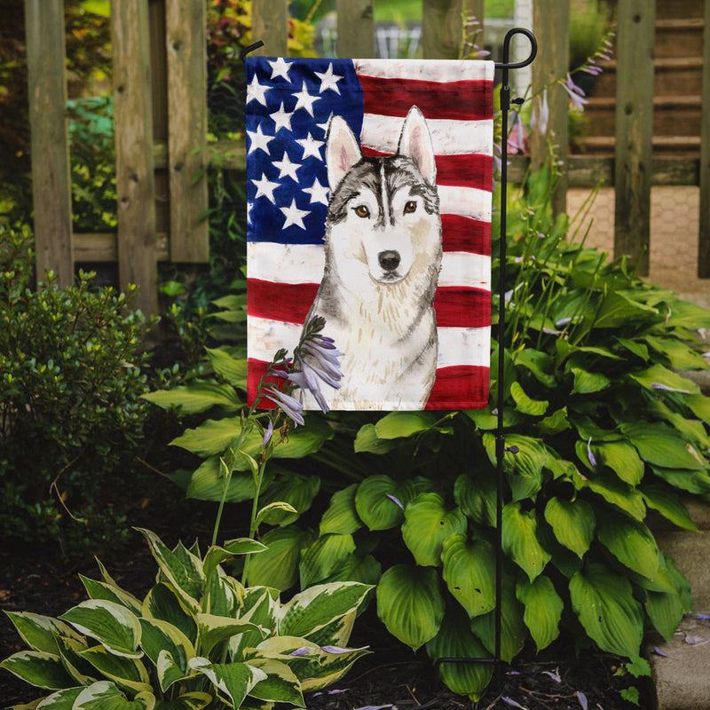 Patriotic USA Siberian Husky Flag Garden Size CK1713GF