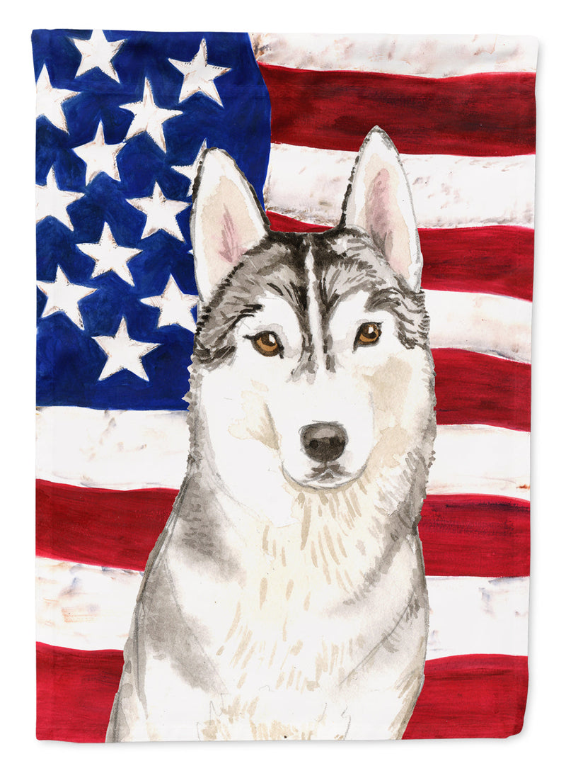 Patriotic USA Siberian Husky Flag Garden Size CK1713GF