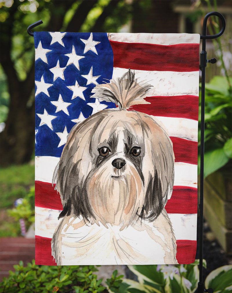 Patriotic USA Shih Tzu Flag Garden Size CK1715GF