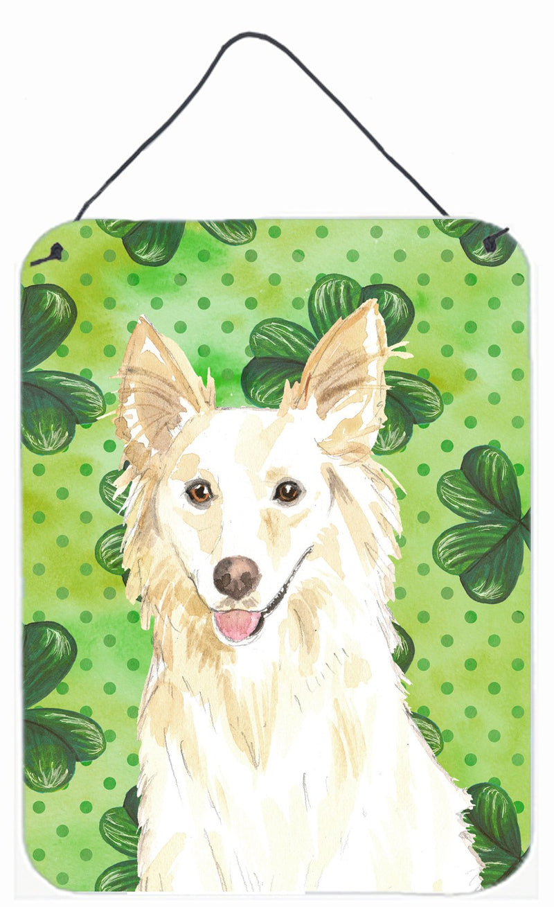 Shamrocks White Collie Wall or Door Hanging Prints CK1782DS1216