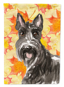 Fall Leaves Scottish Terrier House Flag 28x40 Porch Sleeve Pole Decorative Outside Yard Banner Artwork Wall Hanging, Polyester