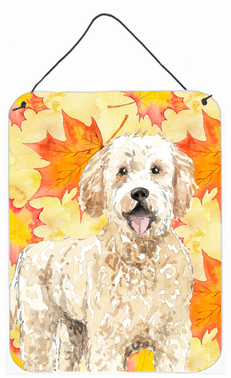 Fall Leaves Goldendoodle Wall or Door Hanging Prints CK1842DS1216