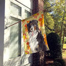 Fall Leaves Bernese Mountain Dog House Flag 28x40 Porch Sleeve Pole Decorative Outside Yard Banner Artwork Wall Hanging, Polyester
