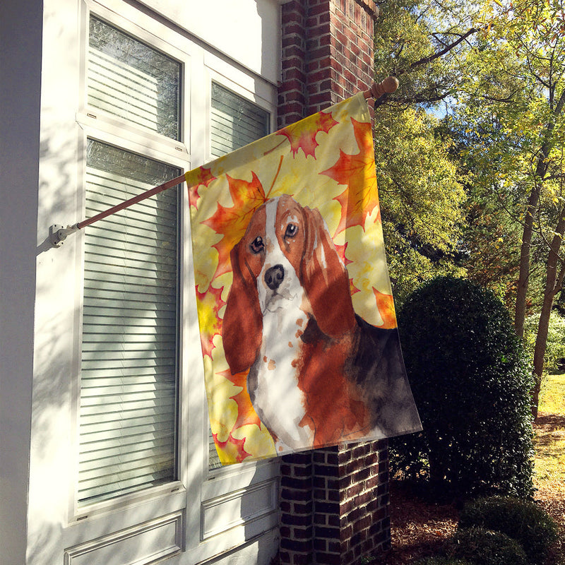 Fall Leaves Basset Hound Flag Canvas House Size CK1853CHF