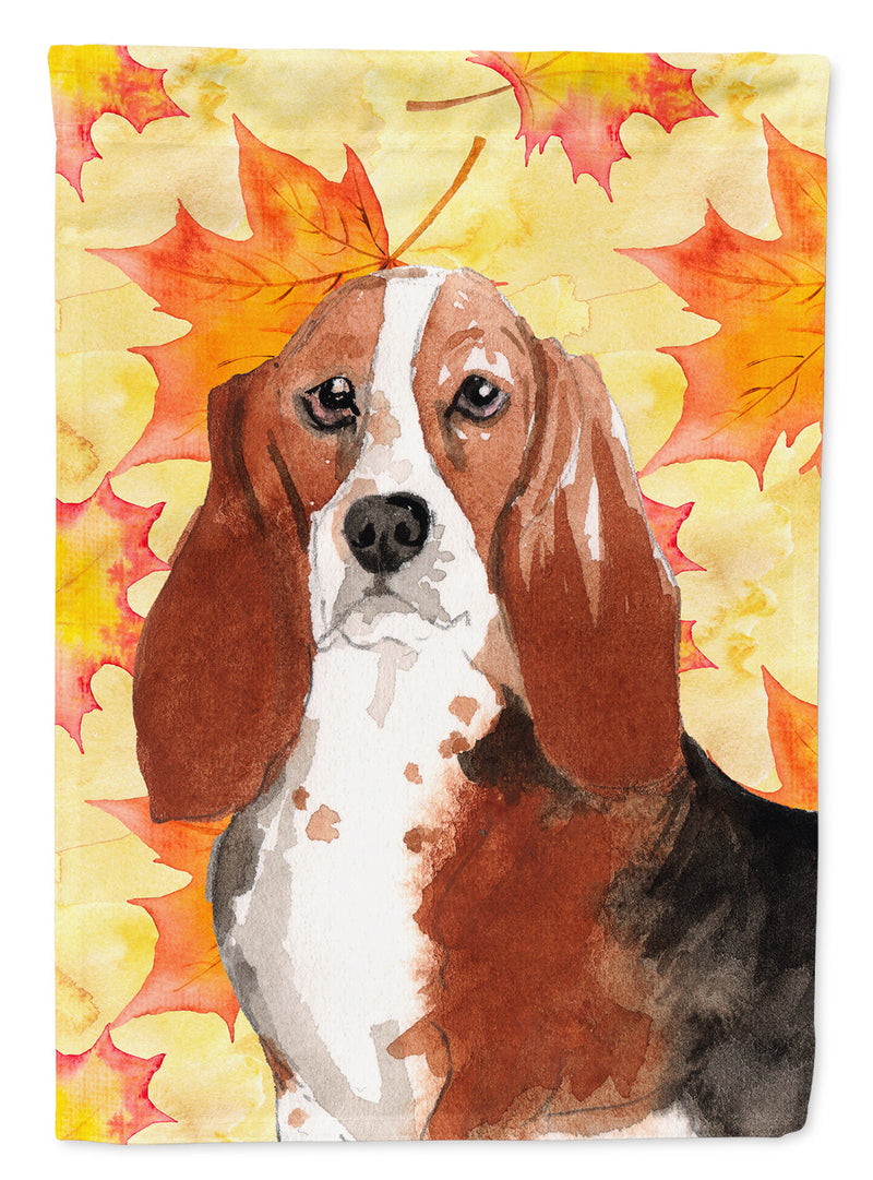 Fall Leaves Basset Hound Flag Canvas House Size CK1853CHF
